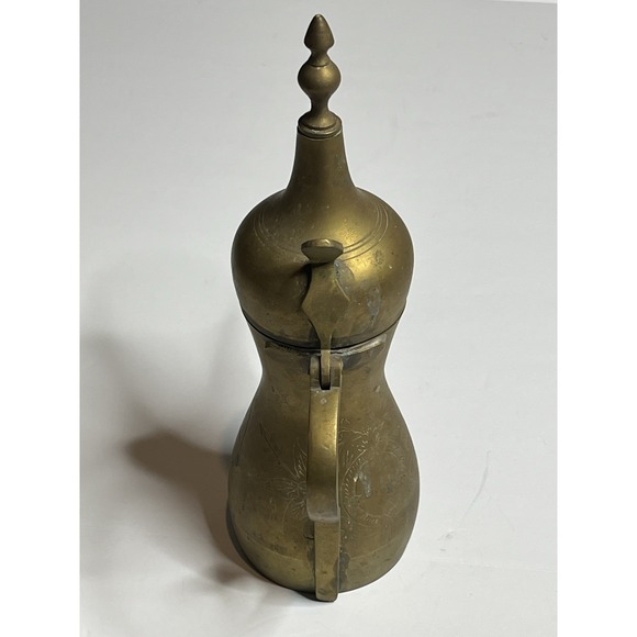 Vintage Middle Eastern Brass Dallah Coffee Tea Pot 12" Tall - Picture 4 of 10